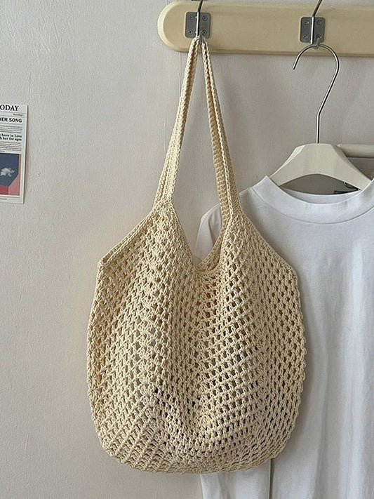 Cotton Woven Openwork Beach Tote Bag