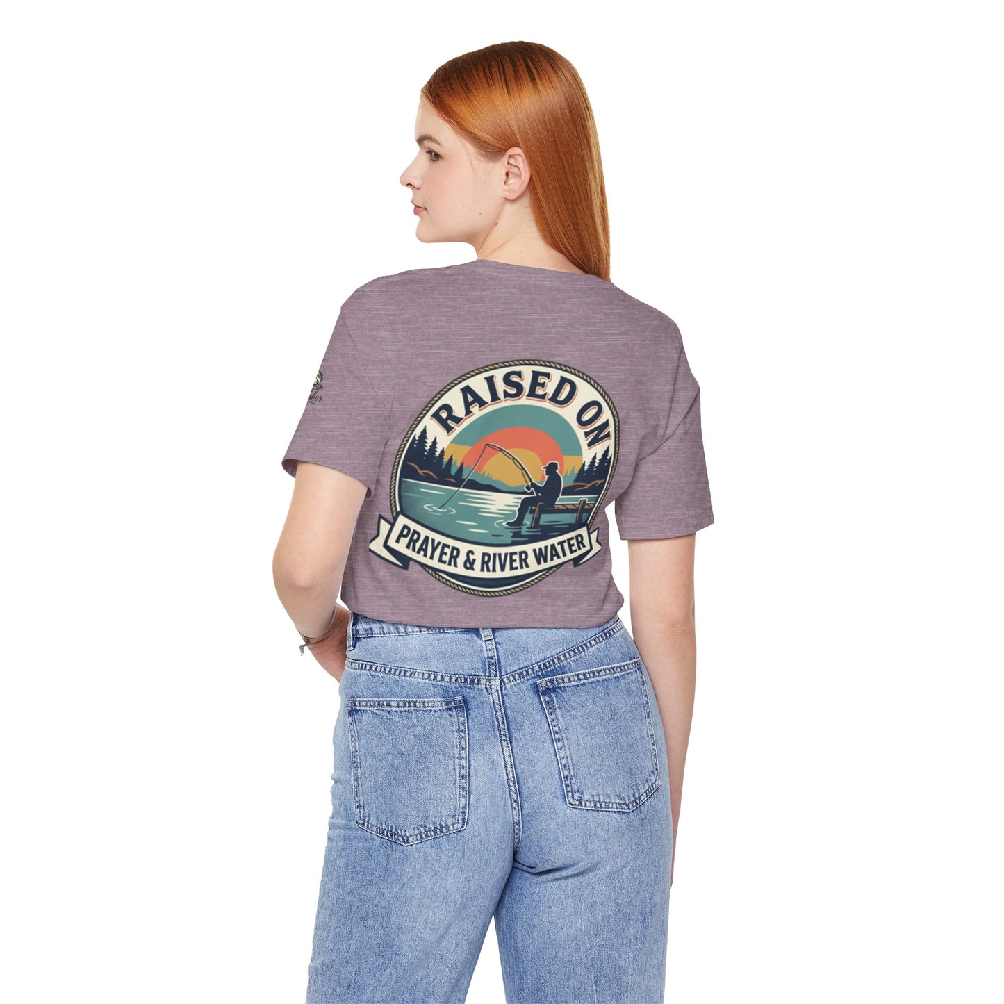 Raised on Prayer & River Water T-Shirt | Fishing Sunset Outdoor Faith Design