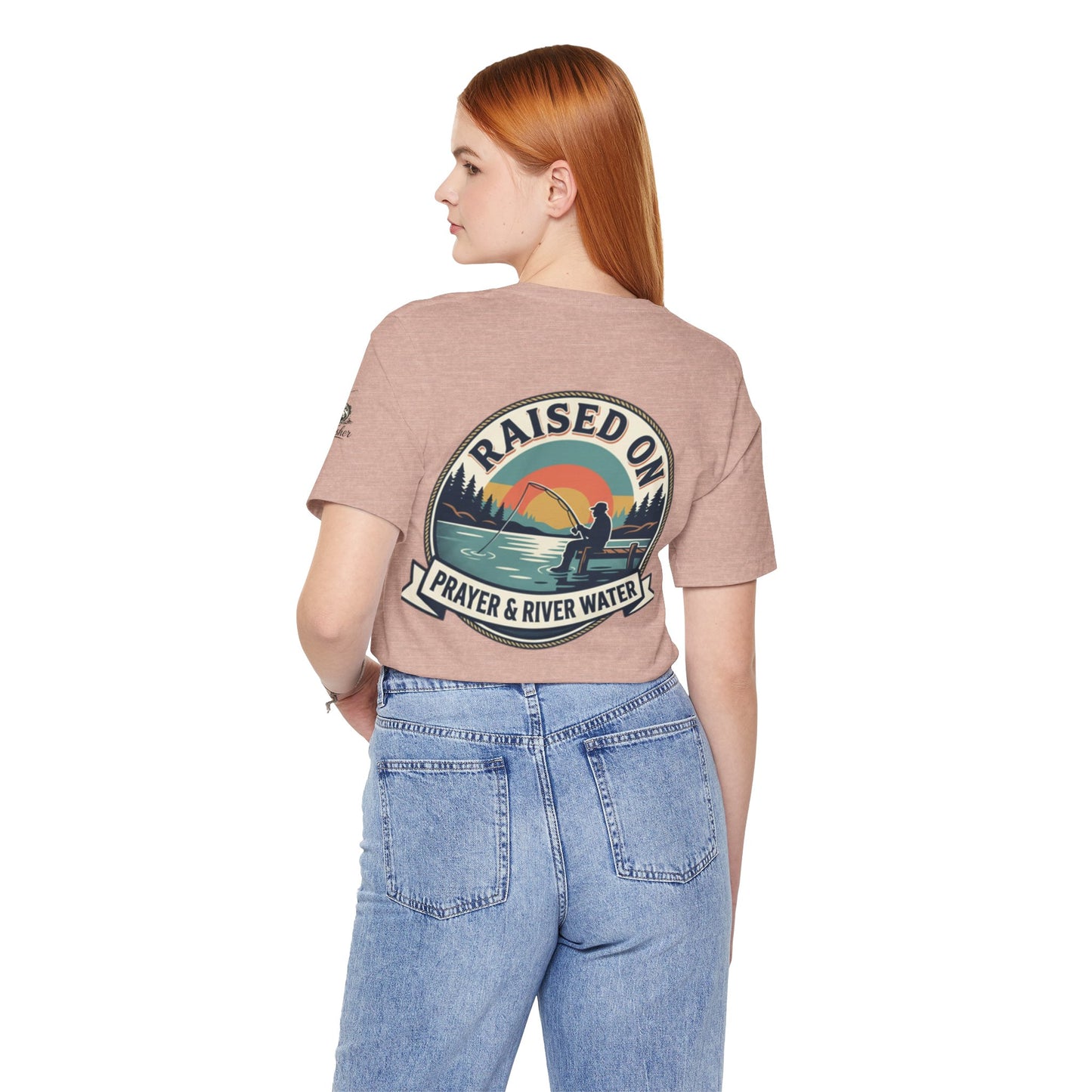 Raised on Prayer & River Water T-Shirt | Fishing Sunset Outdoor Faith Design