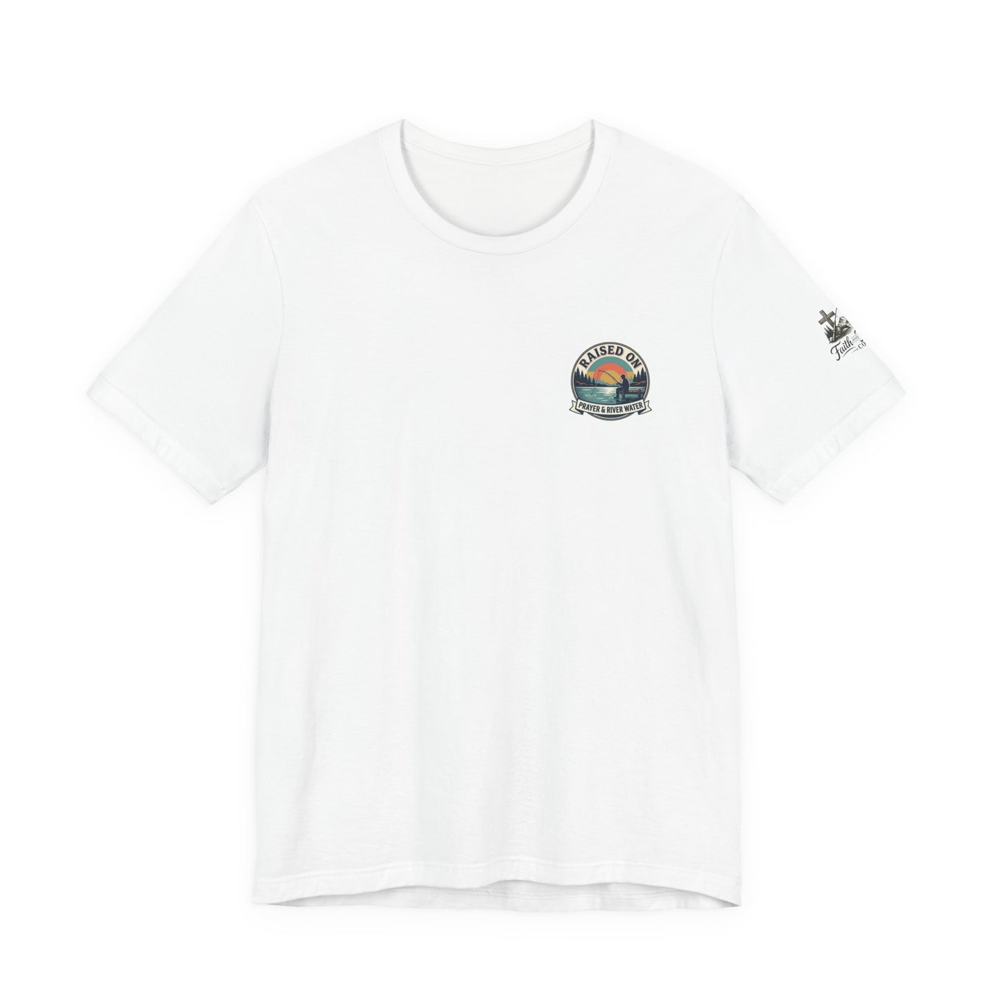 Raised on Prayer & River Water T-Shirt | Fishing Sunset Outdoor Faith Design