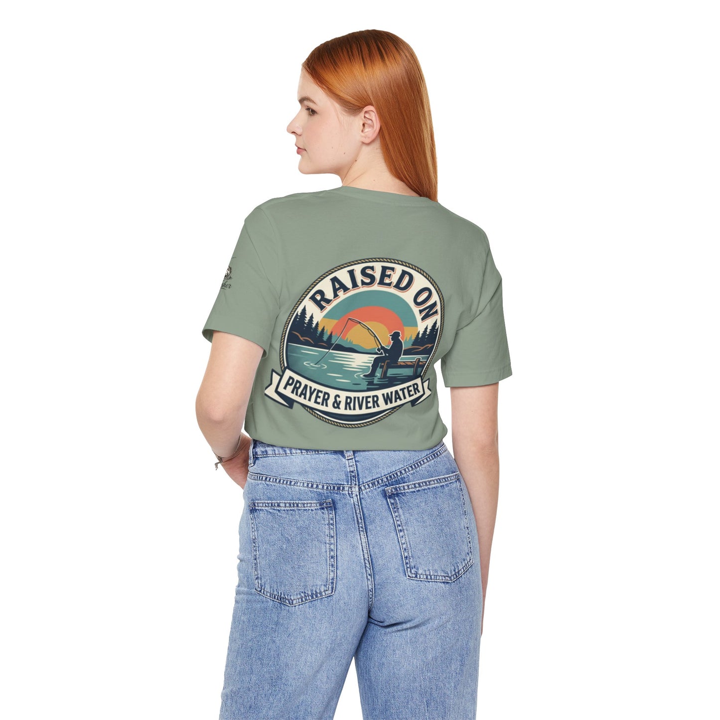 Raised on Prayer & River Water T-Shirt | Fishing Sunset Outdoor Faith Design