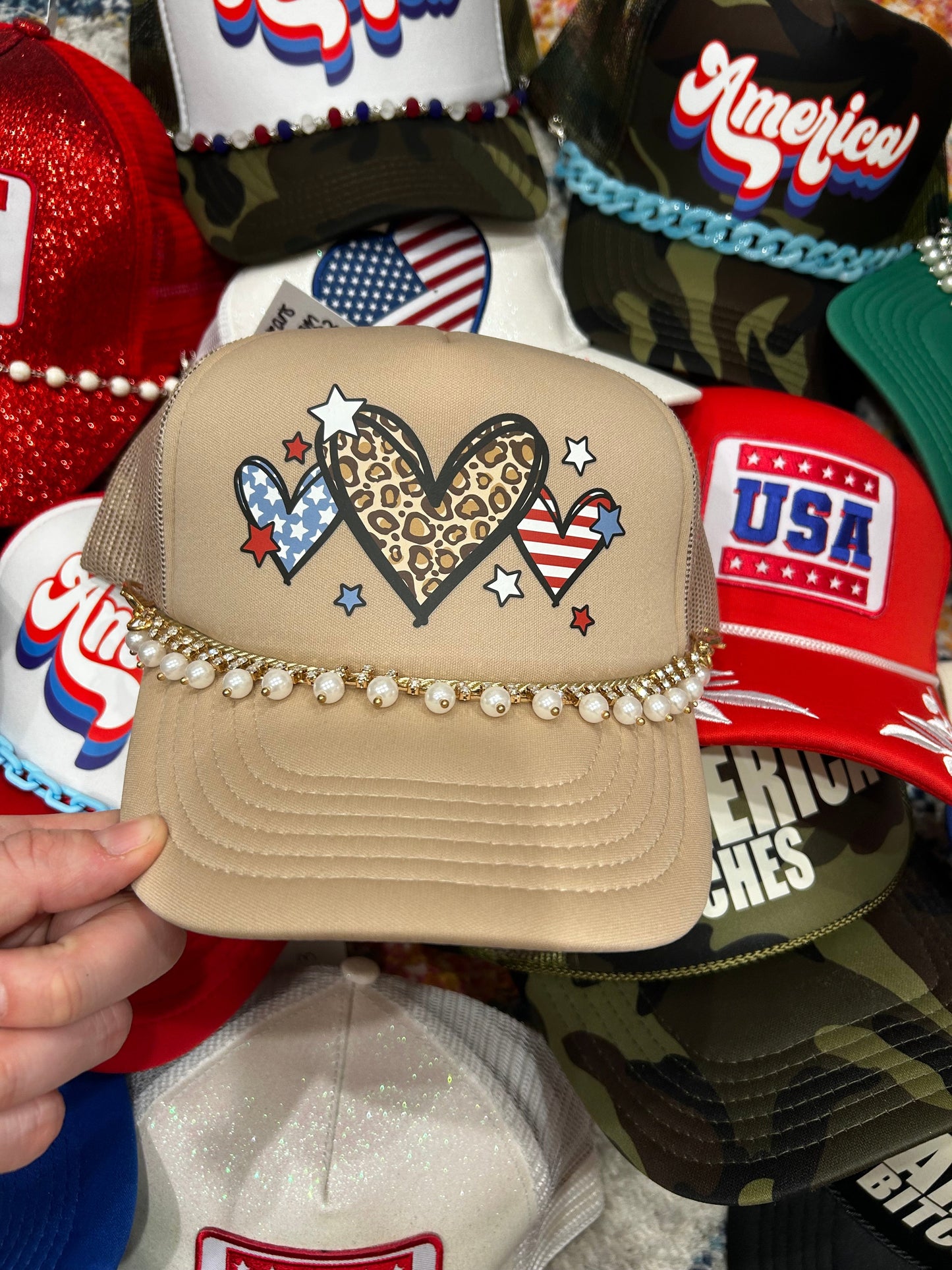 Patriotic Hearts Cap