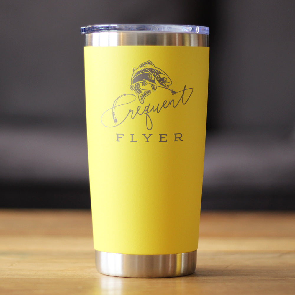 Frequent Flyer Insulated Coffee Tumbler with Sliding Lid Fly Fishing Accessories and Gifts 20oz Stainless Steel Tumbler